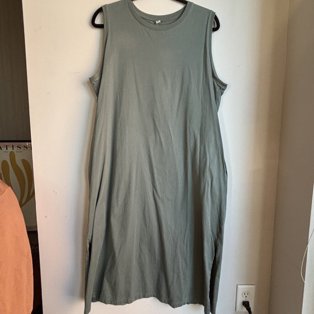 UNIQLO Mercerized Cotton Sleeveless Maxi Dress - Green - XL